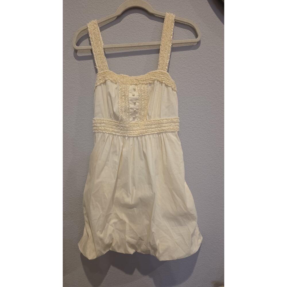 BCBGMaxAzria Women's XS Ivory Ruffle Sundress Short Bubble Hem